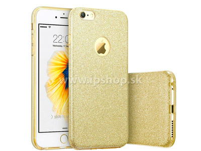 Ochrann glitrovan kryt (obal) TPU Glitter Gold (zlat) pre Apple iPhone 6 a 6s + flia na displej