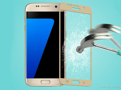 3D Temperovan tvrden ochrann sklo na cel displej pre Samsung Galaxy S7 - zlat **VPREDAJ!!