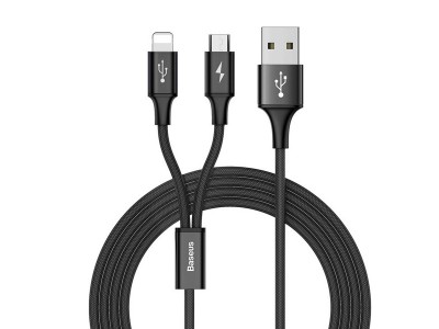 Baseus Rapid Series 2v1 (ern) - Nabjac kabel USB - Lightning / Micro USB (1,2m) **AKCIA!!