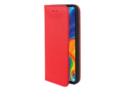 Fiber Folio Stand Red (erven s iernou kolskou) - Flip puzdro na Samsung Galaxy A22 LTE