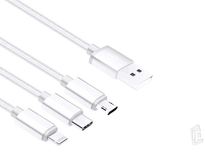 3v1 - Nabjac kbel USB - USB-C / Lightning / Micro USB (1m) **AKCIA!!