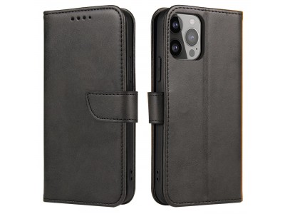 Elegance Stand Wallet II (ierna) - Peaenkov puzdro pre iPhone 15 Plus