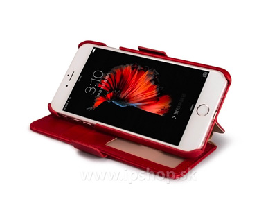 Elegance Stand Wallet Red - luxusn koen puzdro z pravej koe pre Apple iPhone 6 Plus/6S Plus erven