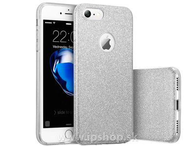 Ochrann glitrovan kryt (obal) TPU Glitter Silver (strieborn) pre Apple iPhone 7 + flia na displej