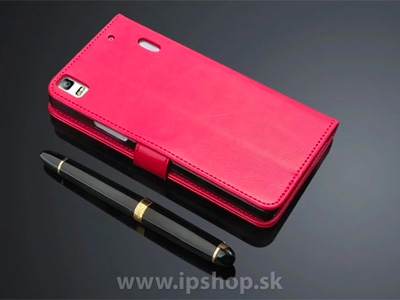 Puzdro Elegance Stand Wallet Pink (ruov) pre Lenovo A7000 + flia na displej