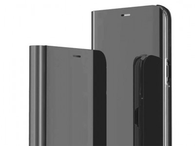 Mirror Standing Cover (ierne) - Zrkadlov puzdro pre Samsung Galaxy A32 5G