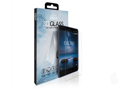 EIGER 3D Glass (re) - Temperovan ochrann sklo na cel displej pre Nokia 8 **VPREDAJ!!