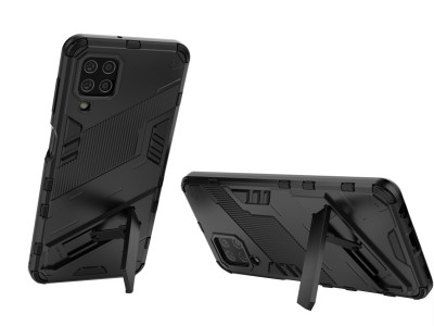 Kickstand Armor  Ochrann kryt s vsuvnou opierkou pre Samsung Galaxy A12 / A12 5G / M12 (ierny)