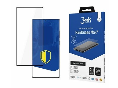 3mk HardGlass Max  Ochrann sklo s podporou senzoru na odtlaok prsta pre Samsung Galaxy S22 Ultra (ierne) **AKCIA!!