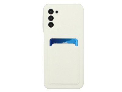 Silicone Card Holder  Ochrann kryt s ochranou kamery a puzdrom na karty pre Samsung Galaxy S20 FE (biely)