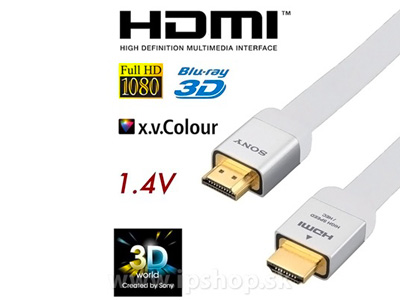 Sony HDMI flat kbel 3D High Speed 2m biely