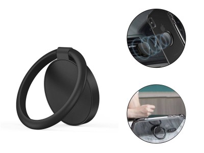 Tech-Protect Ring  Lepiaci kovov plieok na magnetick drky s prstencom (ern)