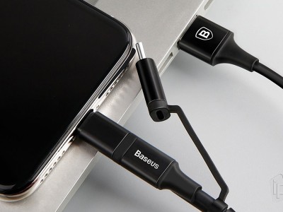 BASEUS Excellent 3v1 Series (ern) - Nabjac kabel USB - Lightning / USB-C / Micro USB (1,2m)