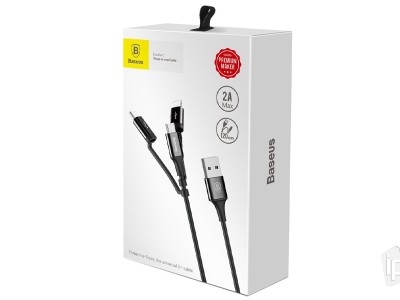 BASEUS Excellent 3v1 Series (ern) - Nabjac kabel USB - Lightning / USB-C / Micro USB (1,2m)