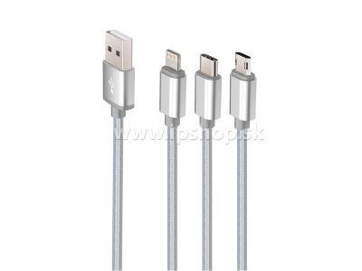 3v1 - Nabjac kabel USB - USB-C / Lightning / Micro USB (1m) **AKCIA!!