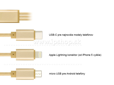 3v1 - Nab�jac� k�bel USB - USB-C / Lightning / Micro USB (1m) **AKCIA!!