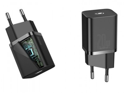 Baseus Super Si (20W)  Nabjac adaptr 1x USB-C a 1m kblom lightning s podporou rchleho nabjania PD/QC (ierny) **AKCIA!!