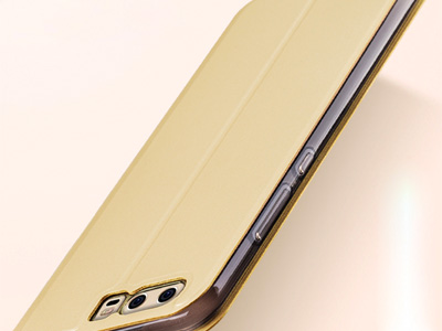 MOFi Slim Line Leather Series Gold - znakov knikov puzdro (zlat) pre HUAWEI P10 **AKCIA!!