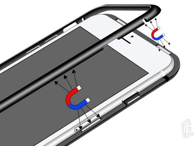 Magnetic Shield 360 Black (ierny) - Magnetick kryt s obojstrannm sklom pre Apple iPhone 7 / 8 / SE 2020 / SE 2022