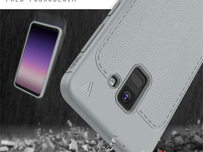 IVSO Leather Armor Grey (ed) - luxusn ochrann kryt (obal) na Samsung Galaxy A8 (2018)