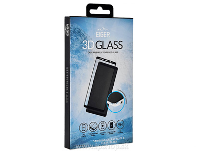 EIGER Case Friendly Tempered 3D Glass - tvrden ochrann sklo na cel displej pre SAMSUNG Galaxy Note 8 - ierne **AKCIA!!