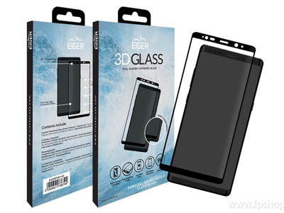 EIGER 3D Glass - Temperovan tvrzen sklo na cel displej pro SAMSUNG Galaxy Note 8 - ern **AKCIA!!