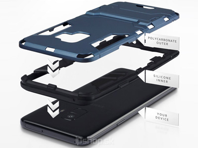 Armor Stand Defender Blue Grey (modroed) - odoln ochrann kryt (obal) na Samsung Galaxy S9