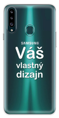 Priesvitný TPU kryt (obal) s bezokrajovou potlačou (vlastnou fotkou) pre Samsung Galaxy A20S