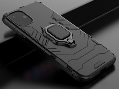 Fusion Ring Defender (ierny) - Odoln kryt (obal) na Apple iPhone 11 + magnetick driak do auta