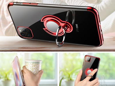 Magnetic Glitter Ring (�erven�) - Ochrann� kryt (obal) s magnetick�m dr�iakom na Apple iPhone 11 Pro **AKCIA!!