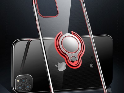 Magnetic Glitter Ring (erven) - Ochrann kryt (obal) s magnetickm drkom na Apple iPhone 11