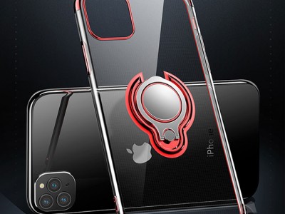 Magnetic Glitter Ring (�erven�) - Ochrann� kryt (obal) s magnetick�m dr�iakom na Apple iPhone 11 Pro **AKCIA!!