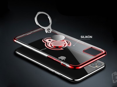 Magnetic Glitter Ring (�erven�) - Ochrann� kryt (obal) s magnetick�m dr�iakom na Apple iPhone 11 Pro **AKCIA!!