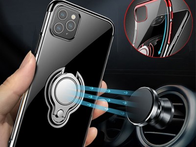 Magnetic Glitter Ring (�erven�) - Ochrann� kryt (obal) s magnetick�m dr�iakom na Apple iPhone 11 Pro **AKCIA!!