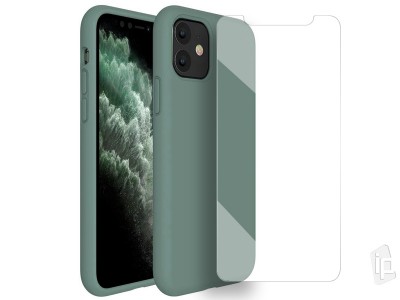 Set Obal Liquid Silicone Cover (zelen) + Ochrann sklo pre Apple iPhone 11 Pro