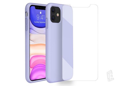 Set - Obal Liquid Silicone Cover (fialov) + Ochrann sklo pro Apple iPhone 11