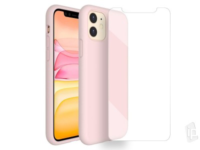 Set Obal Liquid Silicone Cover (ružový) + Ochranné sklo pre Apple iPhone 11