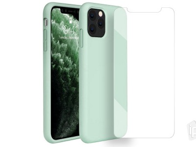 Set Obal Liquid Silicone Cover (bledozelen) + Ochrann sklo pre Apple iPhone 11 Pro