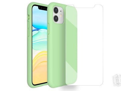 Set Obal Liquid Silicone Cover Light Green (zelen) + Ochrann sklo pre Apple iPhone 11 **AKCIA!!