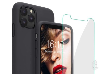 Set Obal Liquid Silicone Cover (modr) + Ochrann sklo pre Apple iPhone 11 Pro