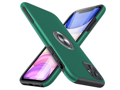 Elegance Ring Armor  Ochrann kryt s ochranou kamery pre Apple iPhone 11 (zelen)
