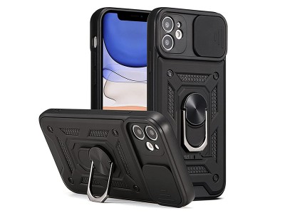 Fusion Ring Camshield II – Ochranný kryt s ochranou kamery pre Apple iPhone 12 (čierny)