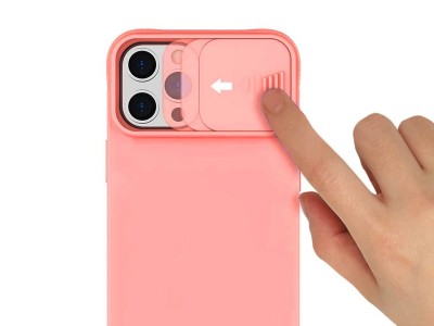 Silicone Camshield (ruov)  Siliknov kryt s posuvnou ochranou kamery pre Apple iPhone 12 mini