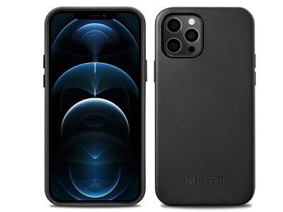 iCarer MagSafe Leather Case � Luxusn� ochrann� kryt z prav� k��e pre Apple iPhone 12 Pro Max (�ern�)