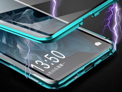 Magnetic Shield 360� Red (�erven�) - Magnetick� kryt s obojstrann�m sklom a s ochranou kamery na Apple iPhone 12 Pro