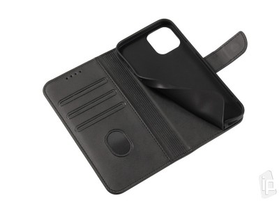 Elegance Stand Wallet II (ierne) - Peaenkov puzdro pre Apple iPhone 12 Pro Max