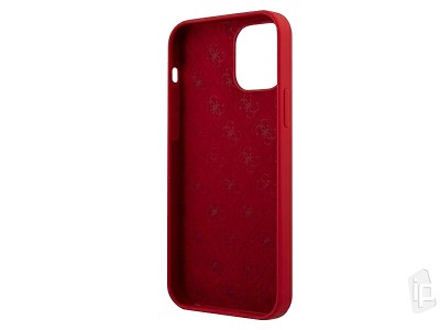 Guess Fashion Silicone Cover � Luxusn� kryt na Apple iPhone 12 Pro Max (�erven�) **AKCIA!!