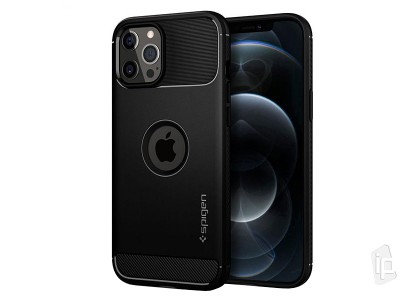 Spigen Rugged Armor (�ierny) - Ochrann� kryt (obal) na Apple iPhone 12 Pro Max