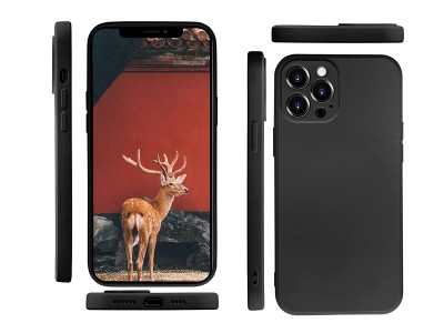TPU Matte Black (�ern�) - Ochrann� kryt s ochranou kamery na Apple iPhone 12 Pro