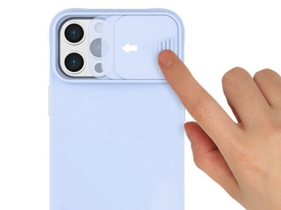 Silicone Camshield (modr)  Siliknov kryt s posuvnou ochranou kamery pre Apple iPhone 12